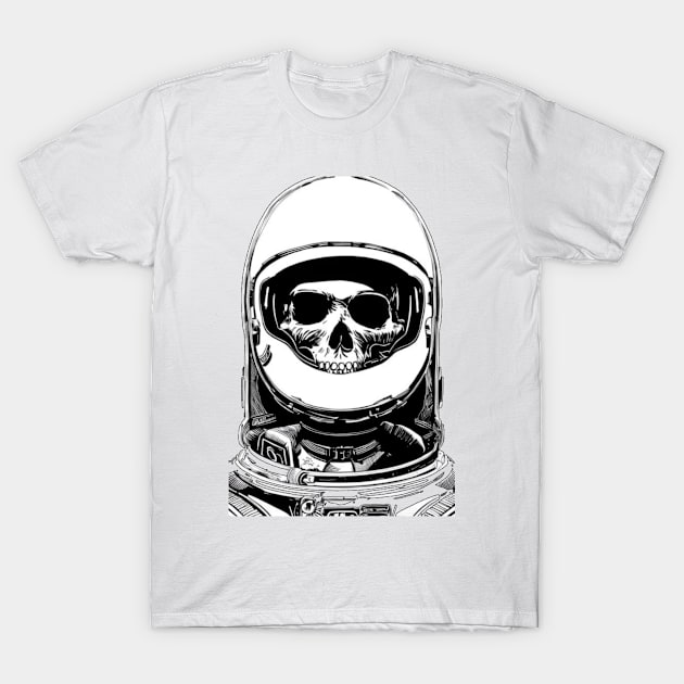 Scary BW Skull Astronaut T-Shirt by Basunat